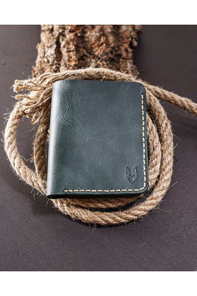 Calivera Green Tiana Leather Unisex Ottoman Wallet - Plain Stitching
