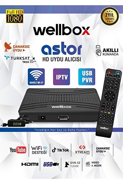 wellbox Dahili Wi-Fi Özellikli 2024 Model Çanaklı Çanaksız İp Full HD Uydu Alıcısı