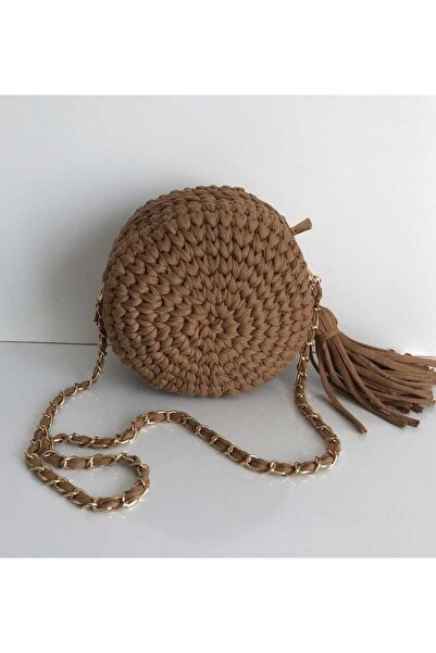 KRİSTAL ÖRGÜM Makaron Model El Örgüsü Çanta