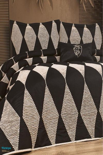 Çeyiz Diyarı Amethyst BlackCappucinoBedspread - 4 Pieces, 240x260