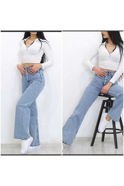 BEHİYE KAYA High Waist Plazo Fabric Trousers