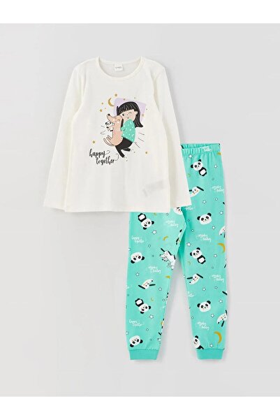 LC Waikiki Dievčenská pyžamová súprava s dlhým rukávom Lcw Kids Crew Neck