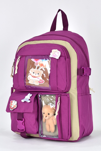 ELATAE Ortopedik Lüks Kumaş Unisex Çok Gözlü Çocuk Ilkokul Kore Model Sırt Çantası 1480