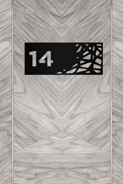 AHWALL Apartment Door Number with Motif - Decorative Design No: 14