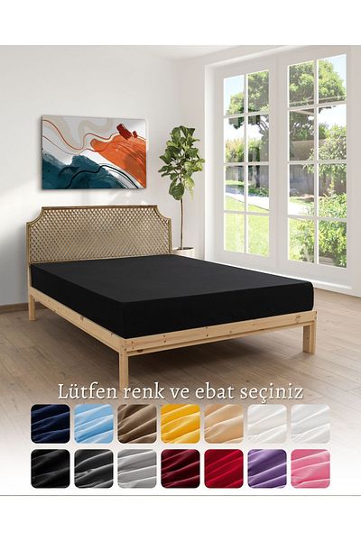 MODELHOME Black Colored 100% Cotton Combed Fabric Single/Double Fitted Sheet (7 Different Sizes)