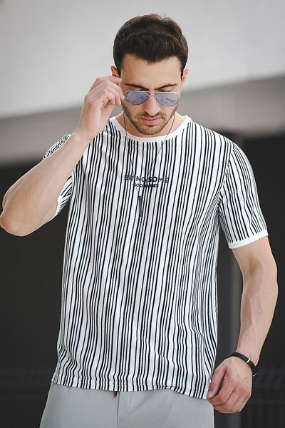 Oksit Ανδρικό T-Shirt - Slim Fit, Lycra, Printed Stripe