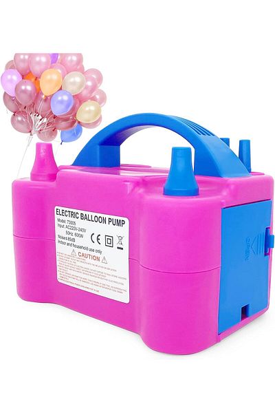 DubaiGallery Electric Air Balloon Pump Multi Color Electric Balloon Pump Portable Air Blower Dual Nozzle Balloon