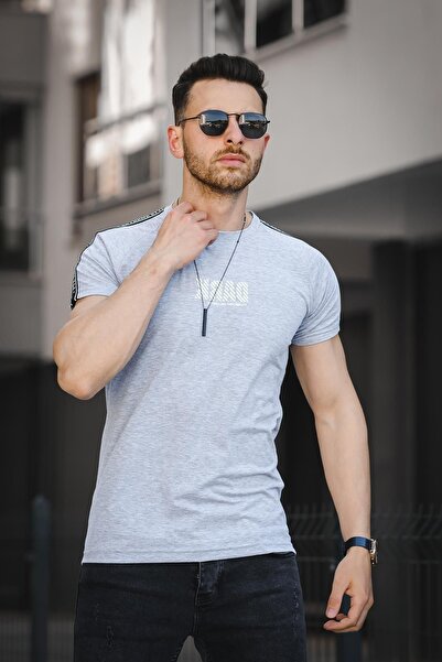 Oksit Ανδρικό μπλουζάκι Lycra με σκουρόχρωμο εμπριμέ ριγέ ώμου