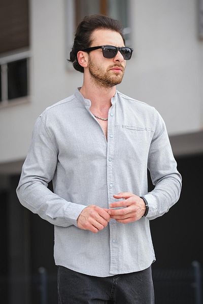 Oksit Trc 2700 Ανδρικό πουκάμισο με μονή τσέπη Snap Slim Judge Collar