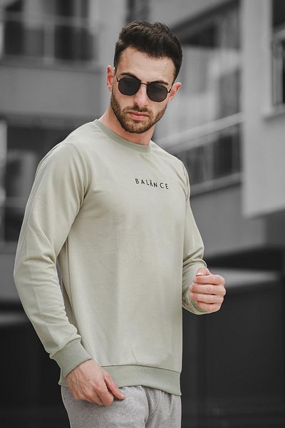 Oksit Ανδρικό φούτερ με στάμπα Balance Slim Fit Lycra Crew Neck
