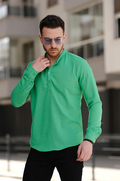Oksit Ανδρικό πουκάμισο Zareh Slim Fit με μοτίβο μισής πατιλέτας με γιακά