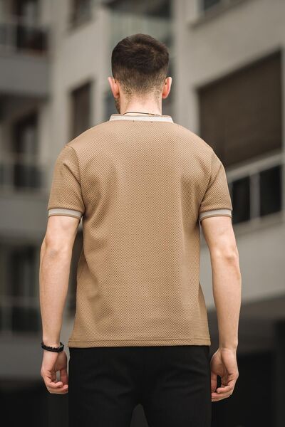 Oksit Ανδρικό μπλουζάκι College με φερμουάρ Fabre Honeycomb Pattern