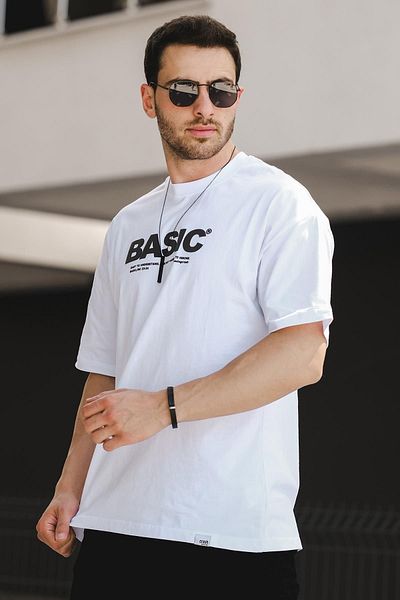 Oksit Ανδρικό μπλουζάκι Basic Embossed Printed Cotton Crew Neck Oversize
