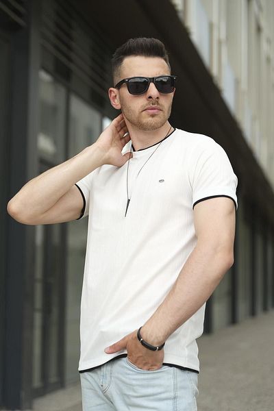 Oksit Λεπτομερές ανδρικό μπλουζάκι Koben Piece Fabric Slim Fit