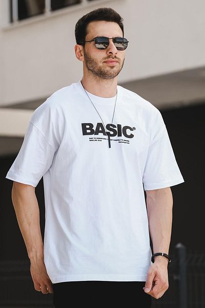 Oksit Ανδρικό μπλουζάκι Basic Embossed Printed Cotton Crew Neck Oversize