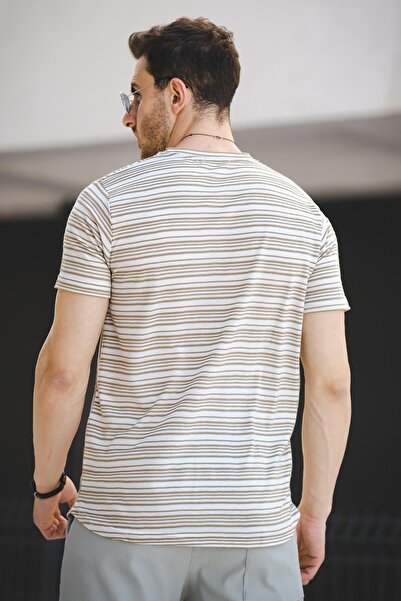 Oksit Ανδρικό T-Shirt - Nezza ριγέ, οβάλ κοπή, λεπτή εφαρμογή, Lycra