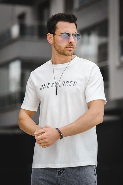 Oksit Tricou pentru bărbați din Lycra, cu decolteu triplu, cu imprimeu confortabil, neexplorat
