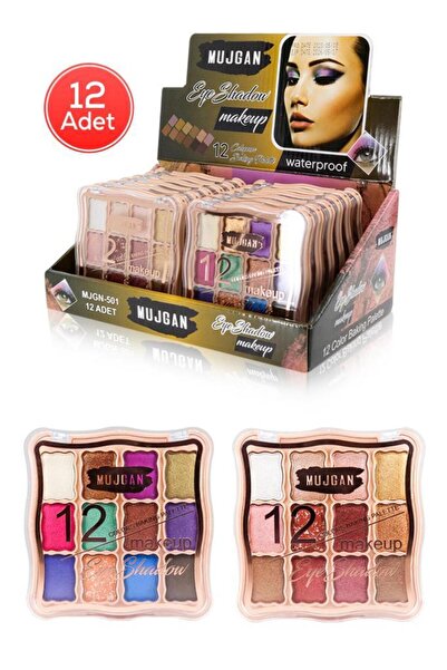 MUJGAN 12 Adet Simli Far Paleti Dalgalı Tasarım