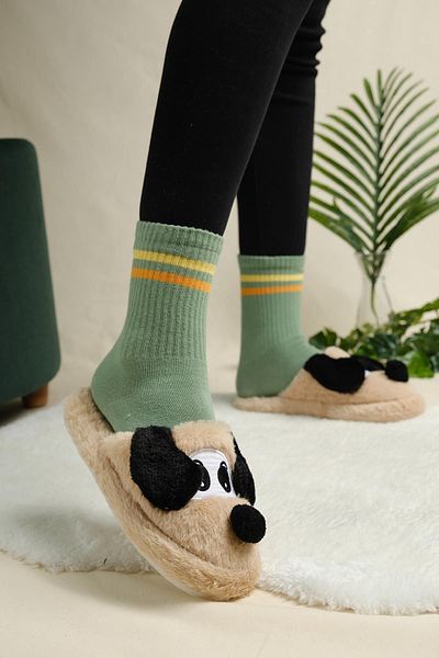 Oksit Oana Fluffy Animal Figured Slippers Women's Home Slippers Furry Slippers