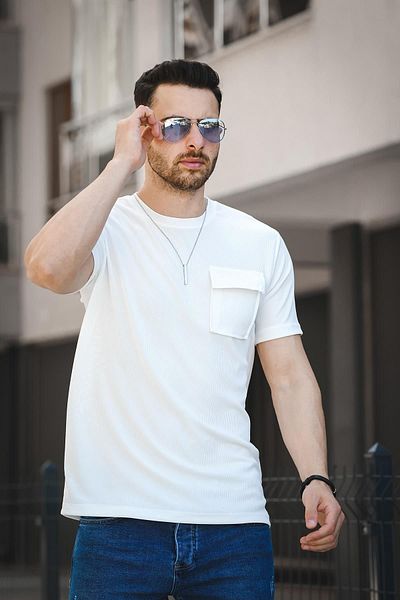 Oksit Ανδρικό μπλουζάκι Lycra Slim Fit Single Pocket με Δώρο κολιέ Mela