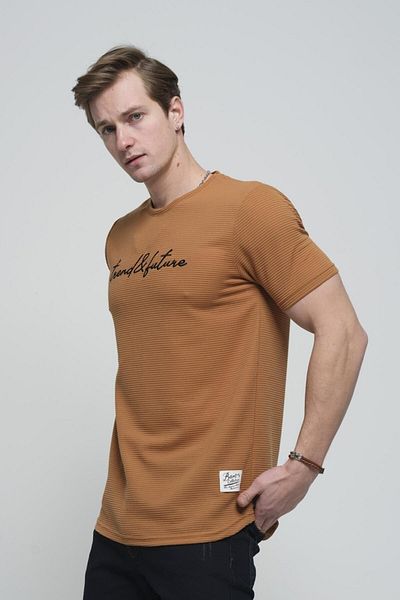Oksit Мъжка тениска - Trend Future, Бродирана, Овална пола, Slim Fit