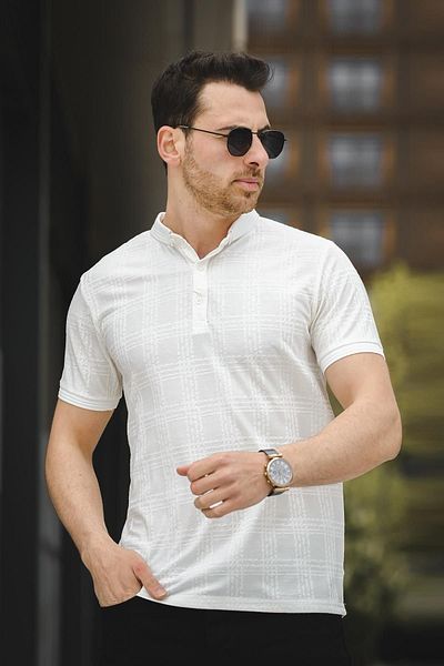 Oksit Dariel Πλεκτό Ζακάρ Ανδρικό Tshirt με μοτίβο Polo Λαιμόκοψη