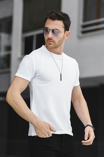 Oksit Pánské triko Caster Ottoman Fabric Basic Slim Fit Lycra