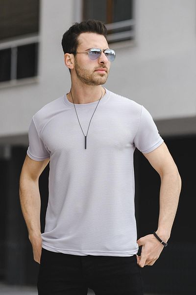 Oksit Ανδρικό μπλουζάκι από ύφασμα Caster Ottoman Basic Slim Fit Lycra