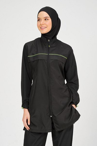 ALFASA Διακοσμητικό ραμμένο Hijab μαγιό μαύρο (S-6XL)