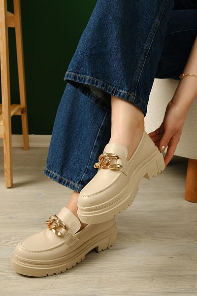 Oksit Juliette Thick Sole Buckle Detailed College Women's Loafer