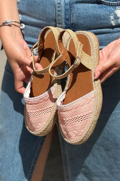 Oksit Glara Wicker Look Front Closed Women's Knitwear Sandals