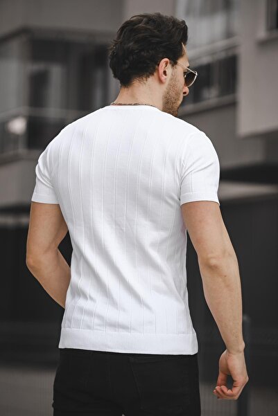Oksit Ht 340006 Ανδρικό πλεκτό μπλουζάκι με κρυφό ριγέ λαιμόκοψη