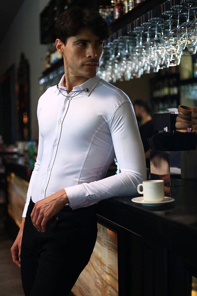 Oksit Ανδρικό πουκάμισο Lycra Extra Slim Fit Chain Collar Hilti