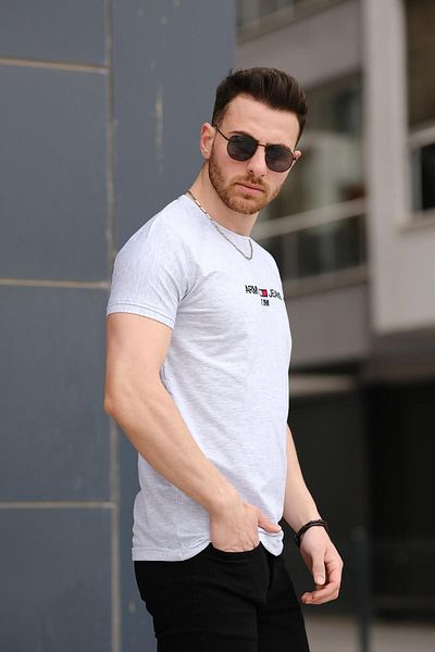 Oksit Ανδρικό μπλουζάκι Army Embroidered Slim Fit Slim Fit Lycra