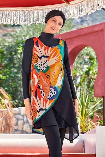 Remsa Mayo Costum de baie negru cu hijab - Lycra și acoperire completă, Blas ...