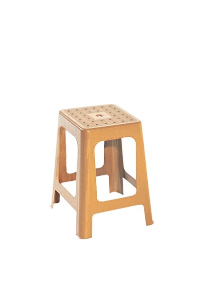 Papatya Mercan Plastik Tabure - Bahçe Balkon Taburesi Teak (4 ADET)