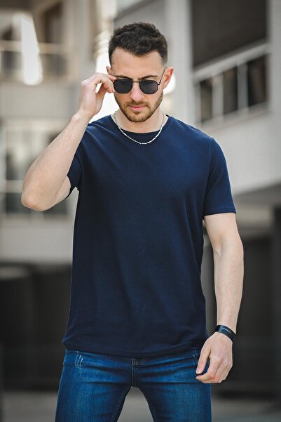 Oksit Ronath Slim Fit Waffle Pattern Crew Neck Basic Men's Tshirt