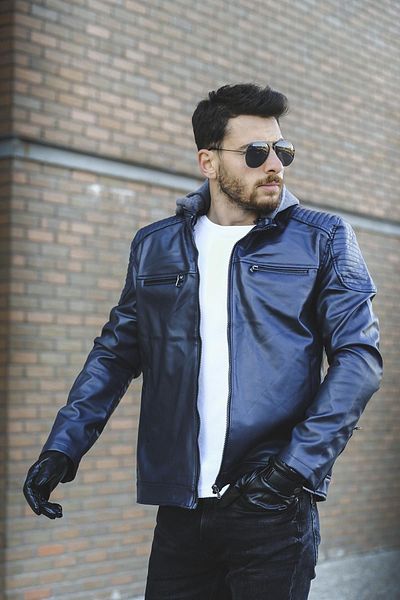 Oksit Δερμάτινο μπουφάν Tuci Cesar Slim Fit Hooded με Fleece Εσωτερικό
