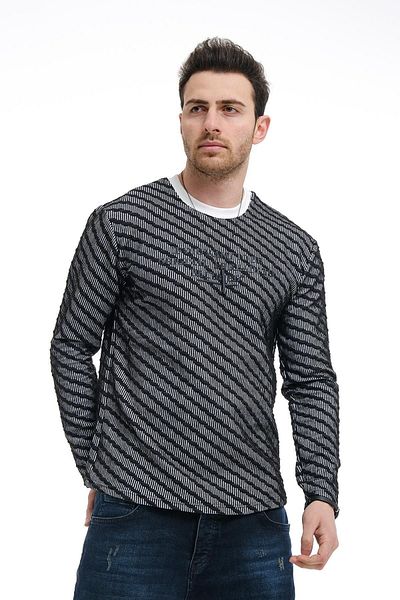 Oksit Πλεκτό ανδρικό φούτερ Bobby Cross ριγέ Slim Fit