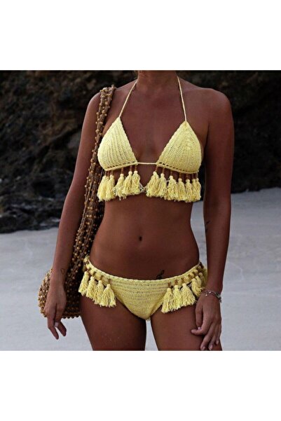 Major Butik Major Tığ Örgü Püsküllü Bikini Üstü