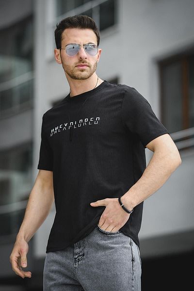 Oksit Ανεξερεύνητη ανδρική μπλούζα με στάμπα Comfort Fit Crew Neck Lycra