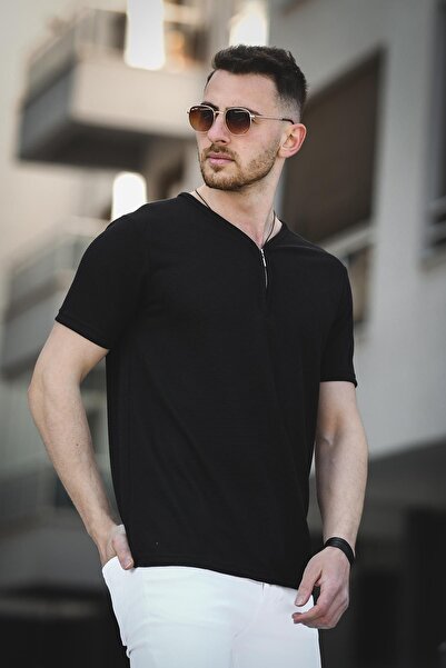 Oksit Ανδρικό Tshirt Ivy Highway Fabric με φερμουάρ V-Neck