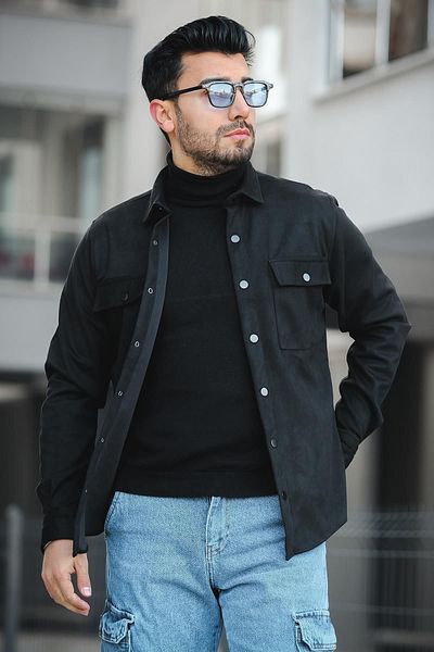 Oksit Ανδρικό πουκάμισο Udeq Slim Fit με διπλή τσέπη Lycra Suede