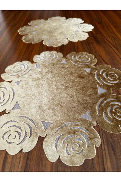 NURHAN HOME COLLECTION 2 Pieces Rose Model Nesting Table Runner