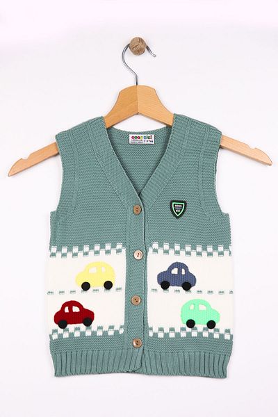 Beniizle Boys' Cars Patterned Knitwear Vest