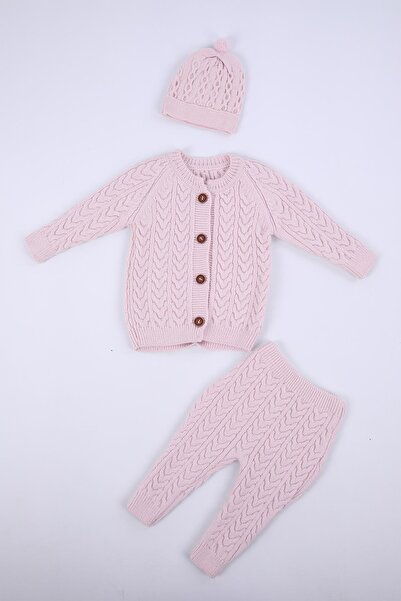 Babyhola %100 Kalın Triko Kız Erkek Bebek Çocuk Kışlık Bereli Alt Üst Yünlü 3...