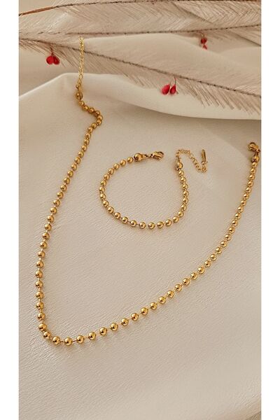 m mavi deniz accesories Steel Necklace Bead Necklace Steel Bracelet Bead Gold...