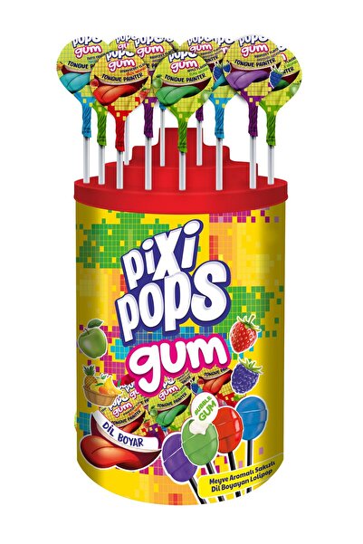 PIXI POPS Meyve Aromalı Dil Boyayan Top Lolipop 16 gr X 100 Adet/1 Kutu.