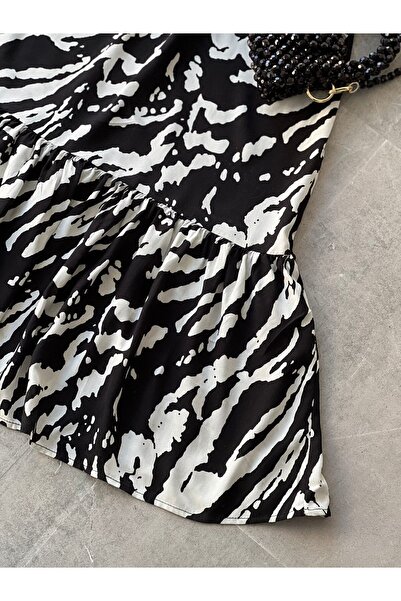 modabetce Γυναικείο φόρεμα Zebra με διπλό γιακά - Χωρίς ζώνη 012