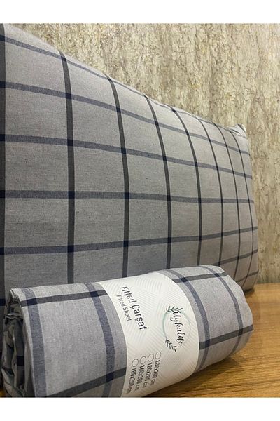 uykulife home collection مجموعة ملاءات مطاطية مخططة باللون الأسود المدخن من Uykulife